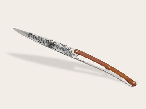 4 Deejo steak knives Prestige, Coral wood / Blossom