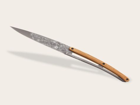 4 Deejo steak knives Prestige, Olive wood / Blossom